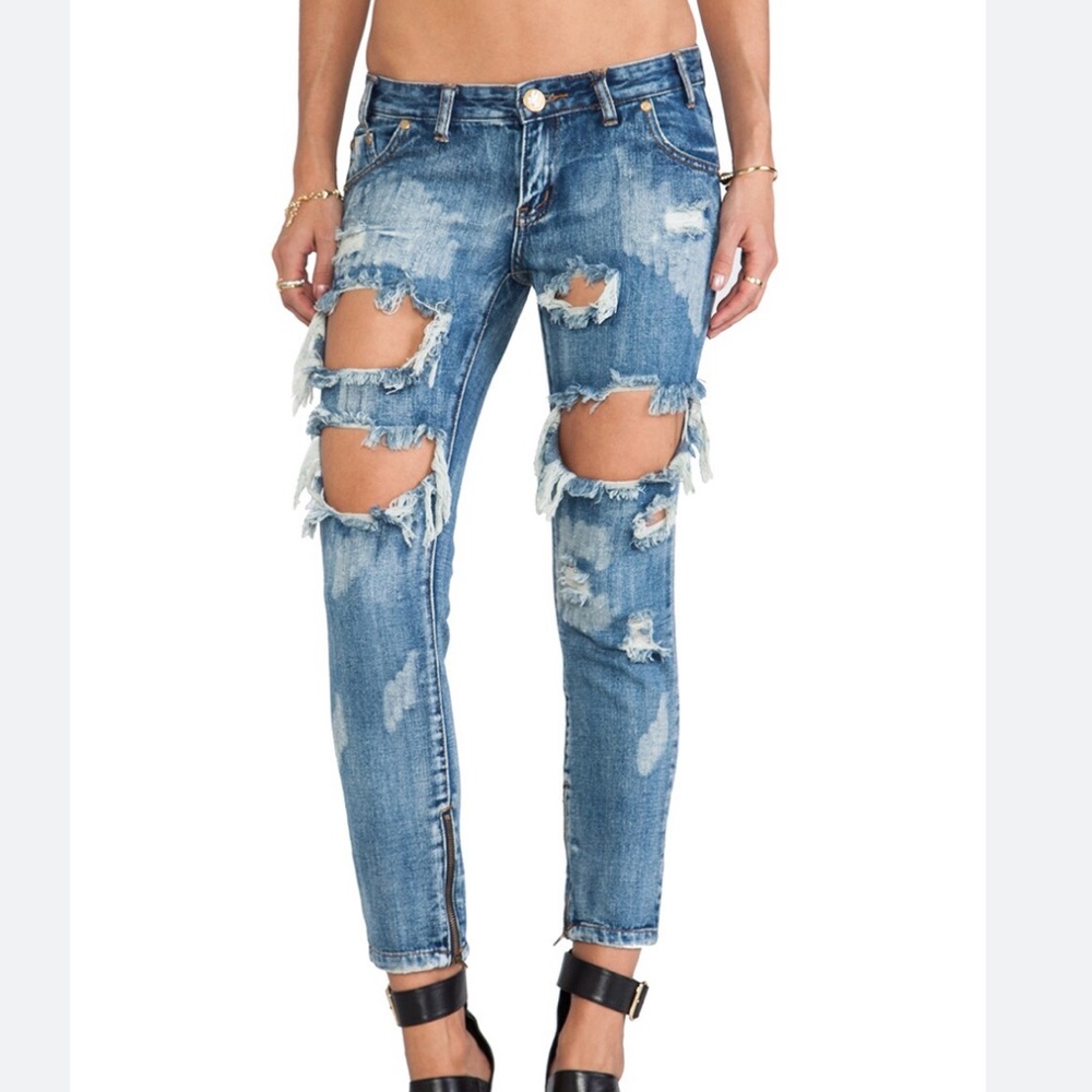 One Teaspoon Extreme Distressed Cobain Freebird Jeans